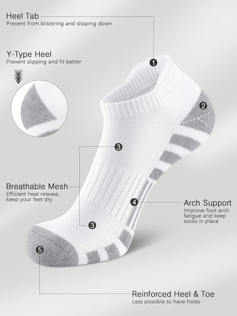 Airacker Athletic Running Ankle Cotton Socks, Low Cut Cushioned functional Anti-Blister Tab Sports Socks for Men Women 6pairs - Image 3